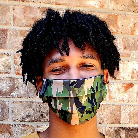 Camo Unisex Handmade Cotton Face Mask, Reuse/Wash. - Picture 2 of 6